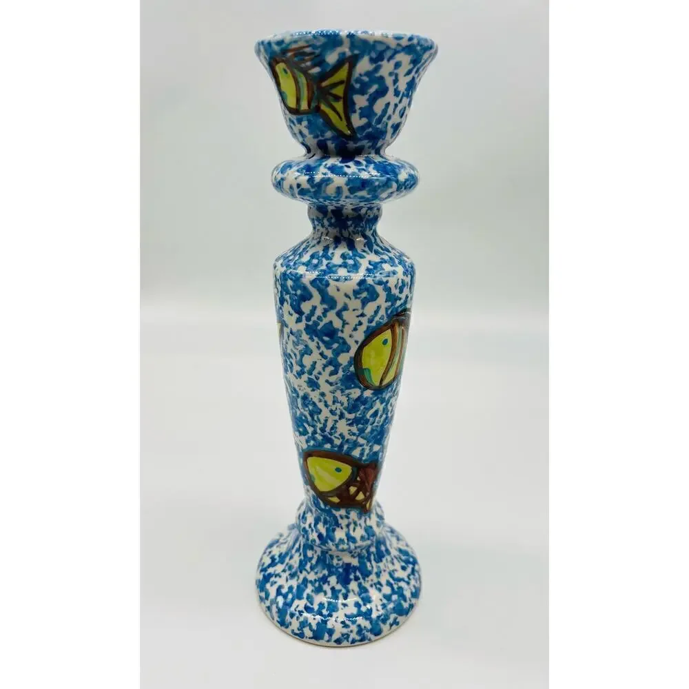 Wynne Noble SIGNED Hand Painted Evandale Porcelain votive candlestick
